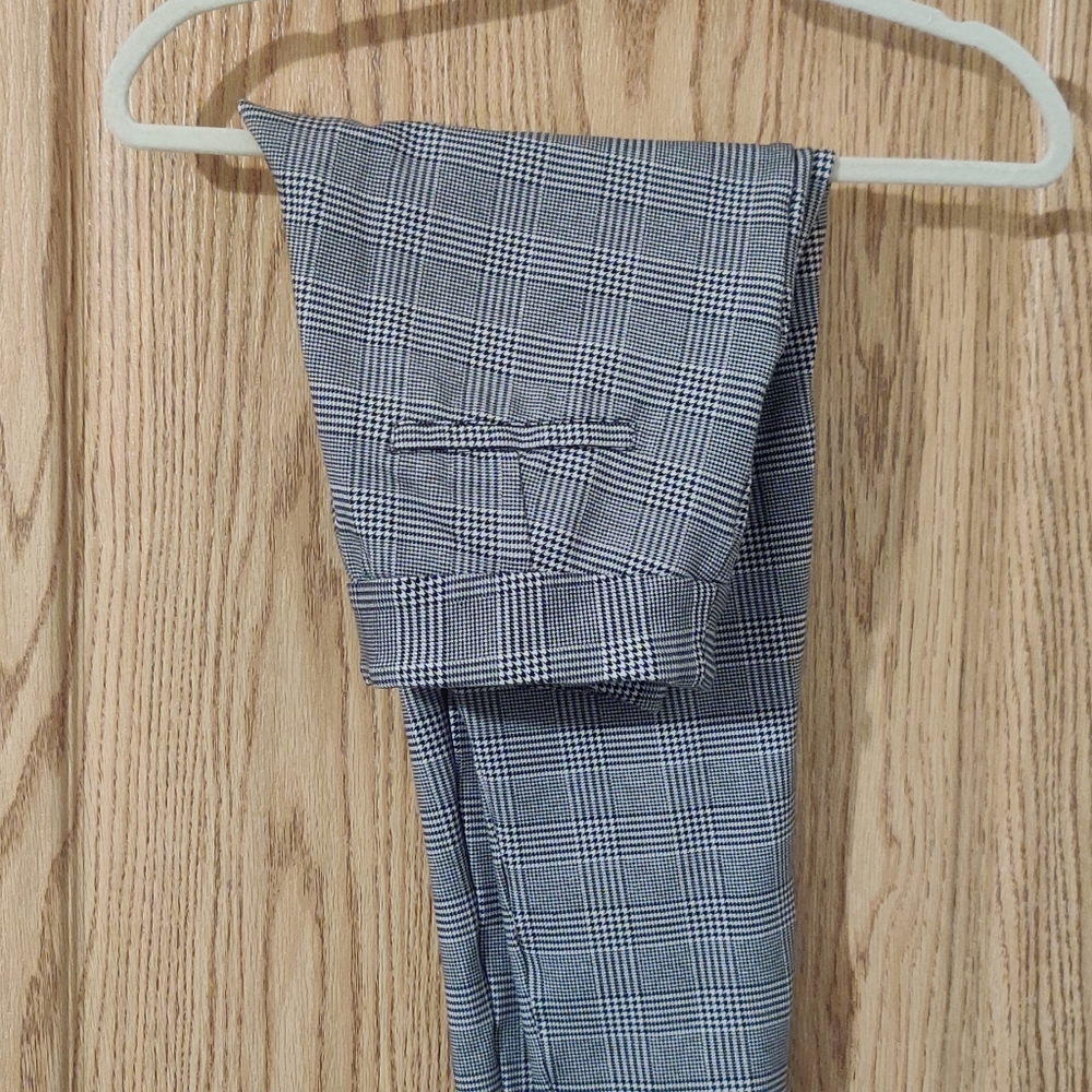 Betabrand Plaid Cigarette Style Skinny Pants